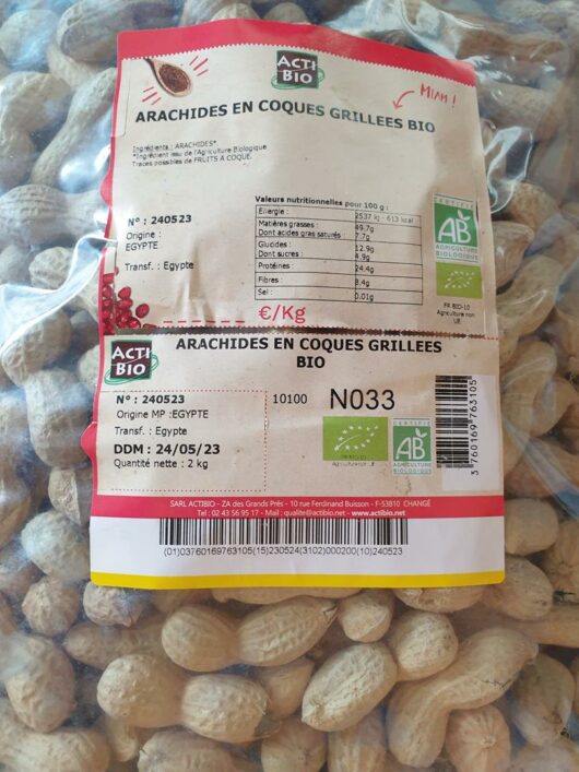 cacahuete bio grillée sallée sans coque 500G